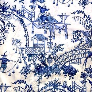 Waverly Far Pavilions blue & white chinoiserie decorating upholstery fabric 5 yd